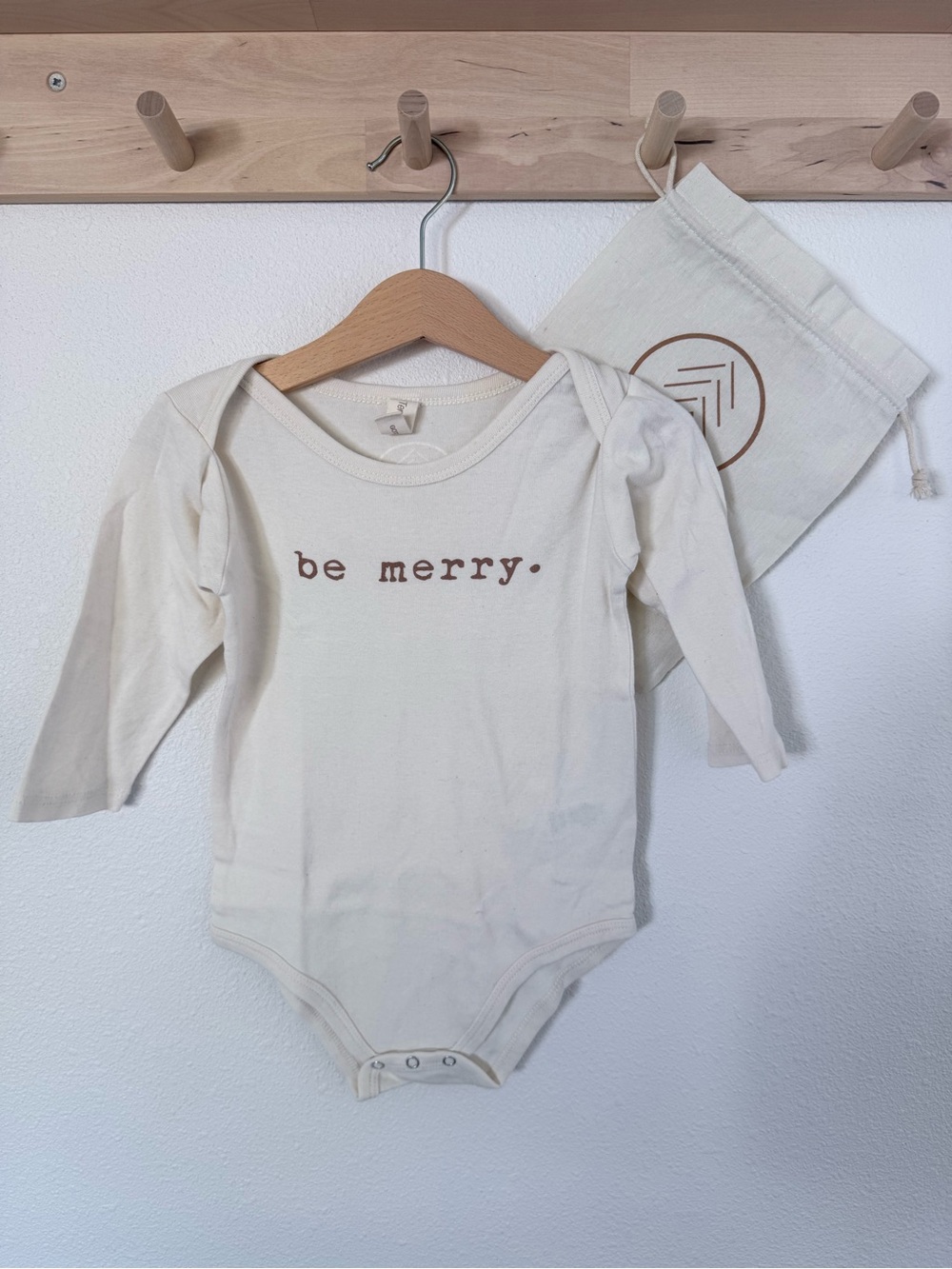 Tenth & Pine “Be Merry” long sleeve cotton bodysuit